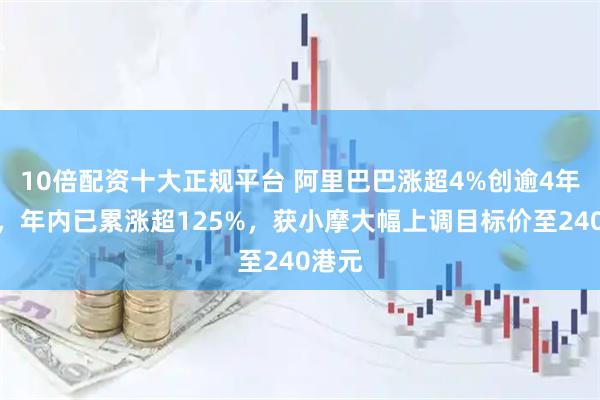 10倍配资十大正规平台 阿里巴巴涨超4%创逾4年新高，年内已累涨超125%，获小摩大幅上调目标价至240港元